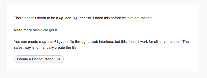 create wp-config.php file