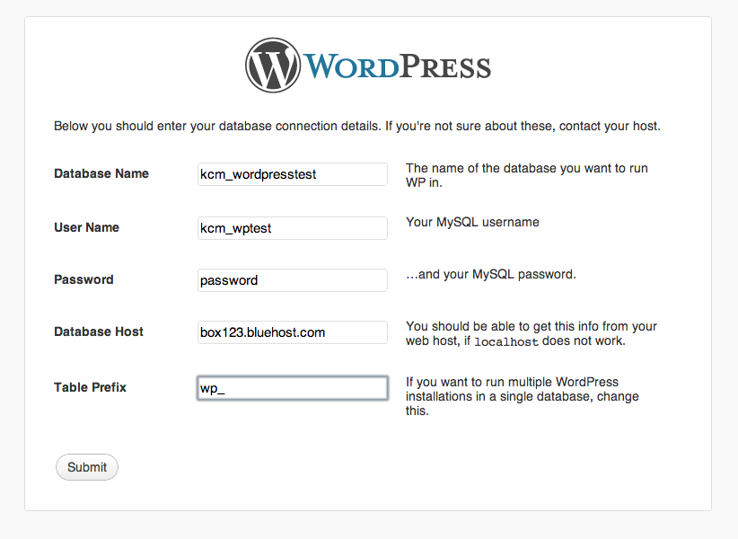 Remote database settings